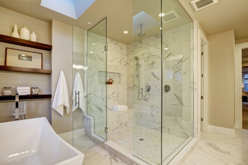Glass Shower with Recessed Shelves